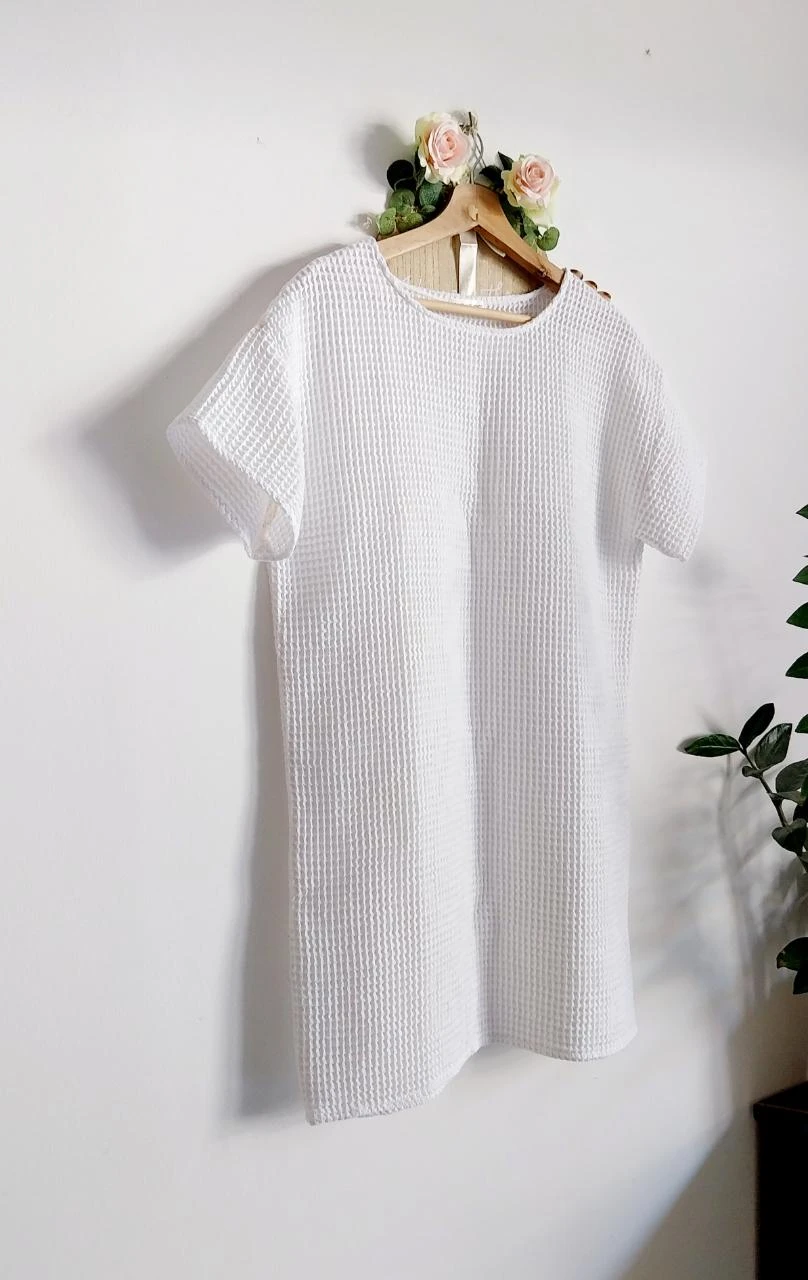 Vestido blanco 100% algodón de punto de abejón La plage Coco – photo 3